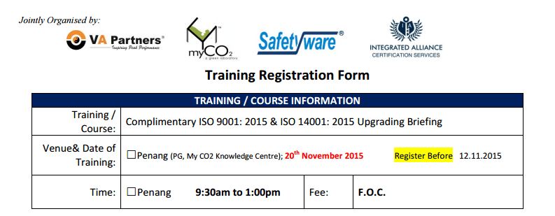 ISO 9001:2015 & ISO 14001:2015 Upgrading Briefing